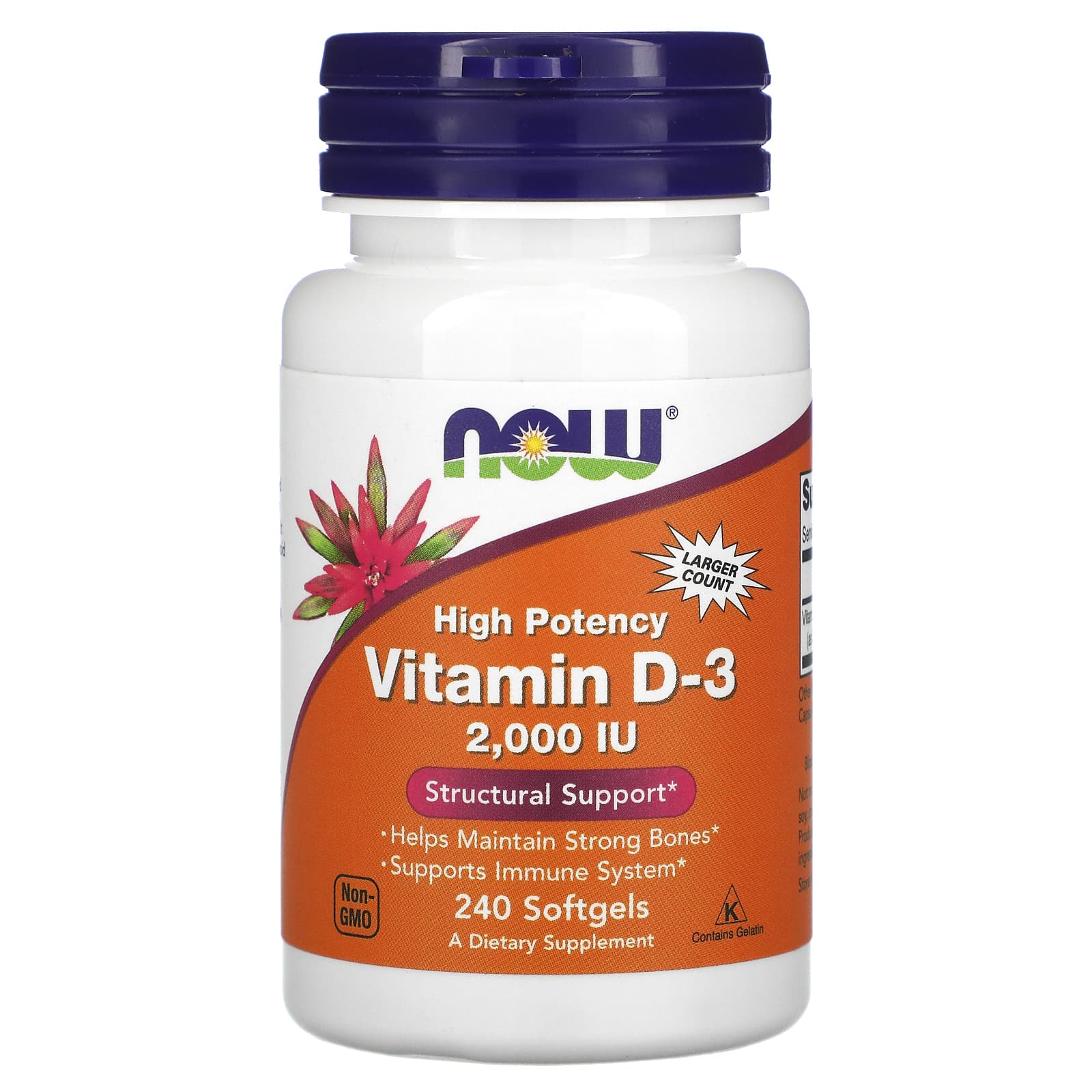 Now Foods, D-3 2000 IU, 240 Softgels UPC 733739003775 | HiLife Vitamins